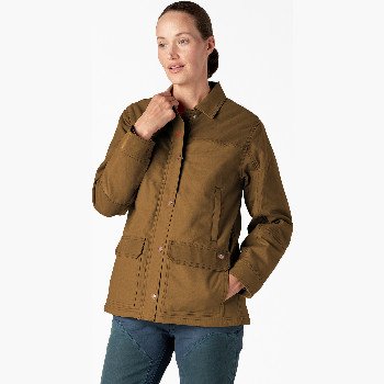 Dickies COATED CANVAS CHORE JACKET WOMAN BROWN DUCK