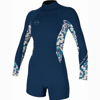 O'Neill BAHIA 2/1MM BACK ZIP SPRING WETSUIT - FRENCH NACY & CRISP FLORAL