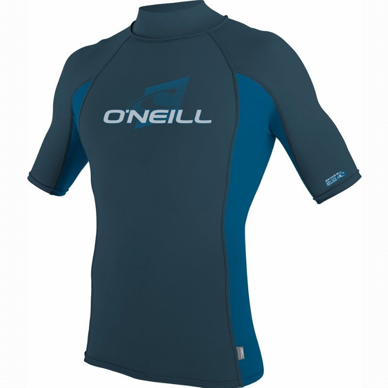 O'Neill Premium Skins Turtleneck Rash Vest - Cadet Blue & Ultra Blue