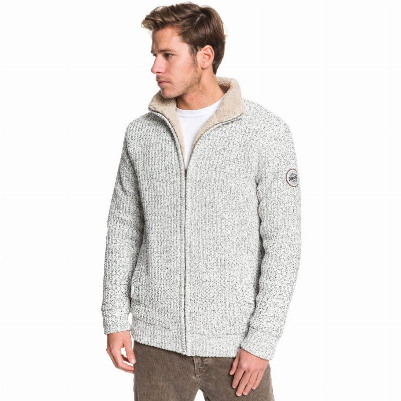 Men's Boketto - Sherpa Lined Zip-up Mock Neck Jumper Sweater