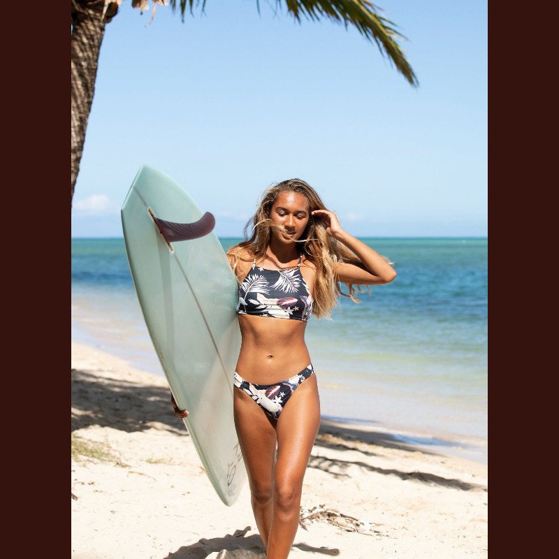 Printed Beach Classics - Crop Top Bikini Top for Women - Black - Roxy