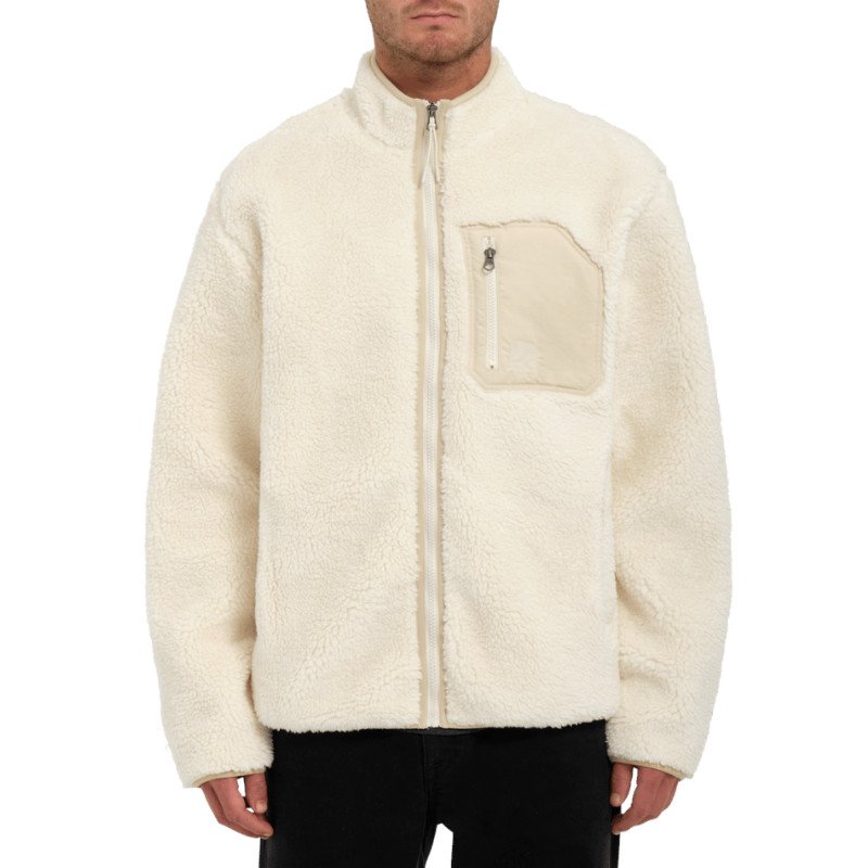 Volcom Muzzer Fuzzar Zip Fleece Jacket - Dirty White