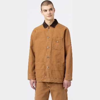 Dickies DUCK CANVAS UNLINED CHORE COAT MAN STONE WASHED BROWN