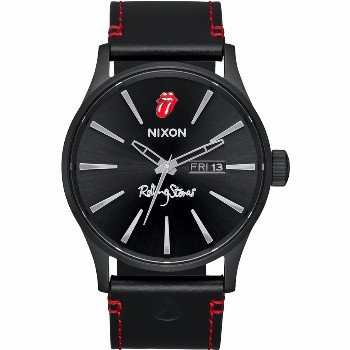 Nixon ROLLING STONES SENTRY LEATHER WATCH - ALL BLACK