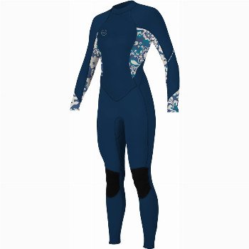 O'Neill BAHIA 3/2MM BACK ZIP WETSUIT - FRENCH NAVY & CRISP FLORAL