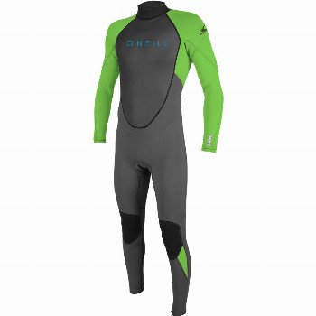 O'Neill BOYS REACTOR-2 3/2MM BACK ZIP WETSUIT - GRAPHITE & DAYGLO