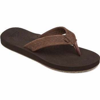 Quiksilver LEFT COASTA - LEATHER SANDALS FOR MEN BROWN