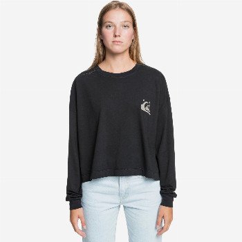 QuiksilverWOMENS OVERSIZED CROP - ORGANIC LONG SLEEVE T-SHIRT FOR WOMEN BLACK