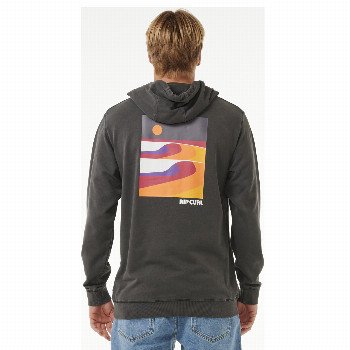 Rip Curl SURF REVIVAL LINED UP HOODIE IN WASHED BLACK