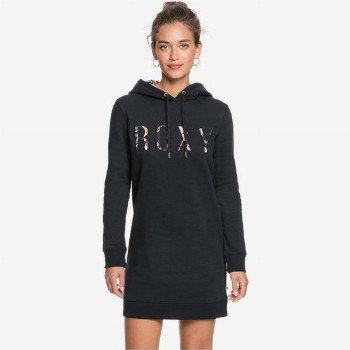 Roxy BE RIDER - LONG SLEEVE HOODIE DRESS FOR WOMEN BLACK