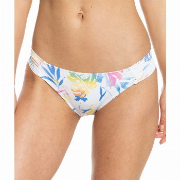 RoxyBEACH CLASSICS MODERATE COVERAGE BIKINI BOTTOMS - BRIGHT WHITE SURF TRIPPIN