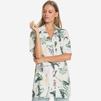 RoxyCARAVAN OF SUN - OVERSIZE SHORT SLEEVE SHIRT FOR WOMEN WHITE