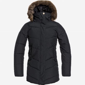 RoxyELSIE - WATERPROOF LONGLINE PUFFER JACKET FOR GIRLS 8-16 BLACK