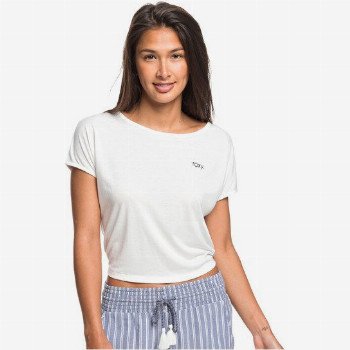 Roxy HAPPY MEMORIES - CROPPED TIE-BACK T-SHIRT FOR WOMEN WHITE