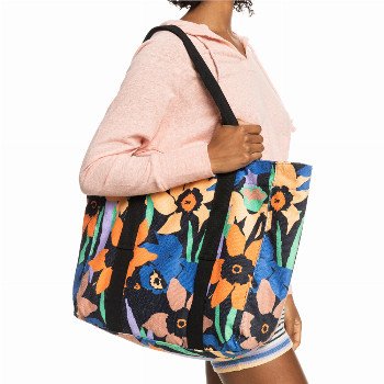 RoxyMANGO PASSION BEACH BAG - ANTHRACITE FLOWER JAMMIN