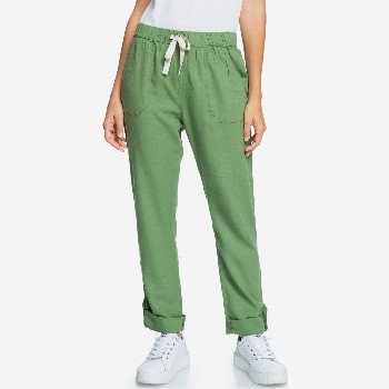 RoxyON THE SEASHORE - LINEN CARGO TROUSERS FOR WOMEN GREEN