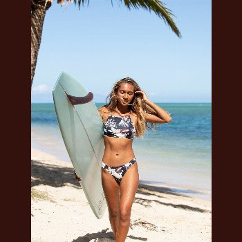 Roxy PRINTED BEACH CLASSICS - CROP TOP BIKINI FOR WOMEN BLACK