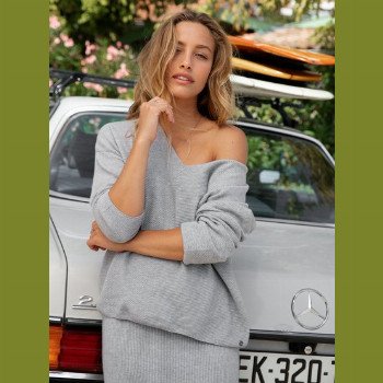 RoxySOUL SOUND - V-NECK JUMPER FOR WOMEN GREY