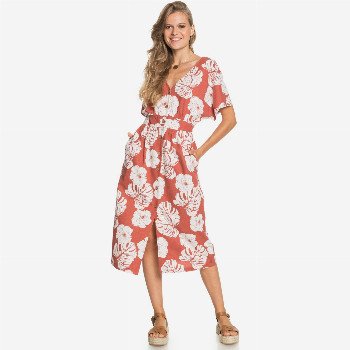 Roxy SUNNY MEMORIES - MIDI LENGTH SHORT SLEEVE DRESS FOR WOMEN PINK