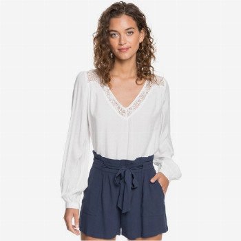 RoxyTHE SOUTH SIDE - HIGH WAIST PAPER BAG SHORTS FOR WOMEN BLUE