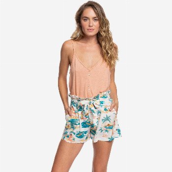 Roxy THE SOUTH SIDE - HIGH WAIST PAPER BAG SHORTS FOR WOMEN WHITE