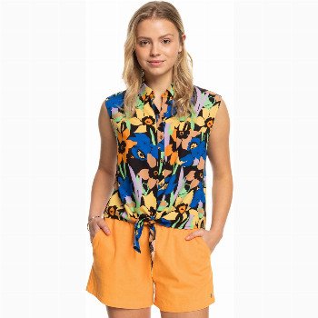 Roxy TROPICAL VIEW TOP - ANTHRACITE FLOWER JAMMIN