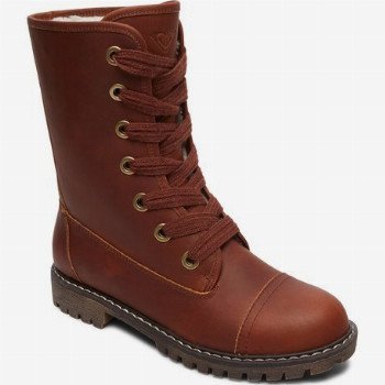 Roxy VANCE - LACE-UP LEATHER BOOTS FOR WOMEN BROWN