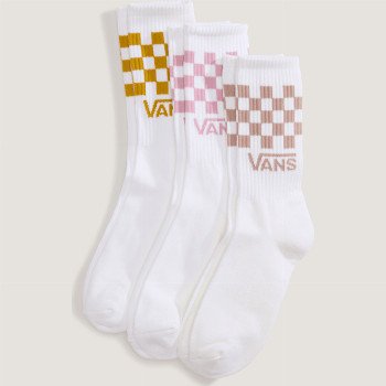 Vans CLASSIC CHECK CREW SOCKS (3 PAIRS), MAN, PINK, SIZE: L