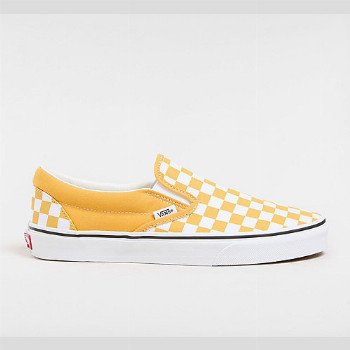 Vans CLASSIC SLIP-ON CHECKERBOARD SHOES (COLOR THEORY GOLDEN GLOW) UNISEX YELLOW