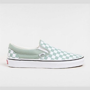 Vans CLASSIC SLIP-ON CHECKERBOARD SHOES (COLOR THEORY ICEBERG GREEN) UNISEX WHITE