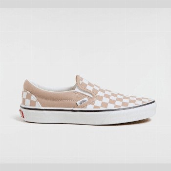 Vans CLASSIC SLIP-ON CHECKERBOARD SHOES, MAN, BROWN, SIZE: 12
