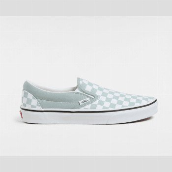 Vans CLASSIC SLIP-ON CHECKERBOARD SHOES, MAN, GREY, SIZE: 8