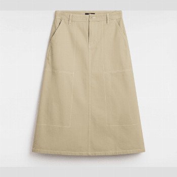 Vans CODEY LONG FLARE UTILITY SKIRT, WOMAN, BEIGE, SIZE: 28