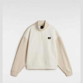 Vans COLORBLOCK HALF ZIP SWEATSHIRT, WOMAN, BEIGE, SIZE: XXS