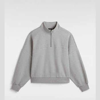 Vans ELEVATED DOUBLE KNIT LOOSE MOCK NECK SWEATSHIRT, WOMAN, GREY, SIZE: XXS