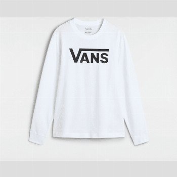 Vans FLYING V CLASSIC LONG SLEEVE T-SHIRT, WOMAN, WHITE, SIZE: XS