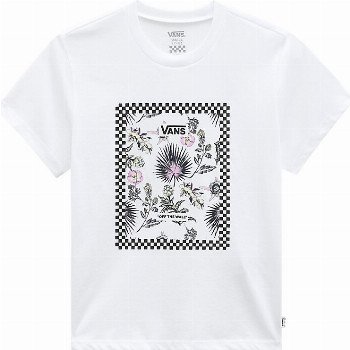 VansGIRLS BORDER FLORAL T-SHIRT (8-14 YEARS) (WHITE) WHITE