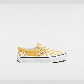 Vans KIDS CLASSIC SLIP-ON CHECKERBOARD SHOES (4-8 YEARS) (COLOR THEORY GOLDEN GLOW) YELLOW