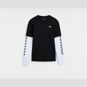 Vans KIDS LONG TWOFER T-SHIRT (8-14 YEARS), BLACK, SIZE: S