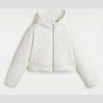 Vans MTE FOUNDRY CROP PUFF HOOD JACKET, WOMAN, WHITE, SIZE: XXL