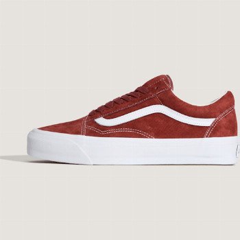 Vans PREMIUM OLD SKOOL PIG SUEDE SHOES, MAN, BURGUNDY, SIZE: 12