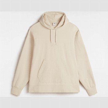 Vans PREMIUM OVERSIZED PULLOVER LOGO HOODIE, MAN, BEIGE, SIZE: L