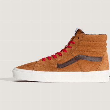 Vans SK8-HI PIG SUEDE SHOES, MAN, ORANGE, SIZE: 10