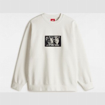 Vans SKATE LISA CREW SWEATSHIRT, MAN, WHITE, SIZE: L