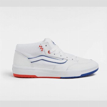 Vans SKATE ZAHBA MID ATHLETIC SHOES, MAN, WHITE, SIZE: 11