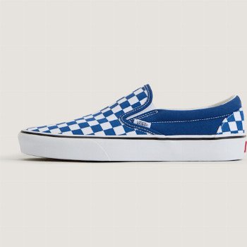 Vans SLIP-ON CHECKERBOARD SHOES, MAN, BLUE, SIZE: 8.5