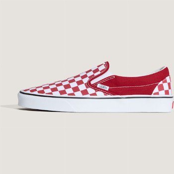 Vans SLIP-ON CHECKERBOARD SHOES, MAN, RED, SIZE: 6