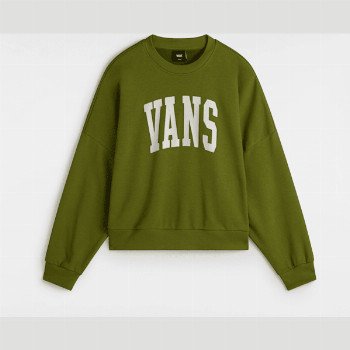 Vans STADIUM FRENCH TERRY LOOSE CREW SWEATSHIRT, WOMAN, GREEN, SIZE: XS
