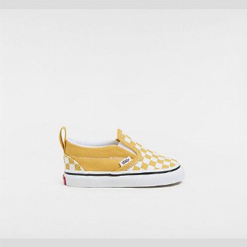 Vans TODDLER CLASSIC SLIP-ON HOOK AND LOOP SHOES (1-4 YEARS) (COLOR THEORY CHECKERBOARD GOLDEN GLOW) YELLOW