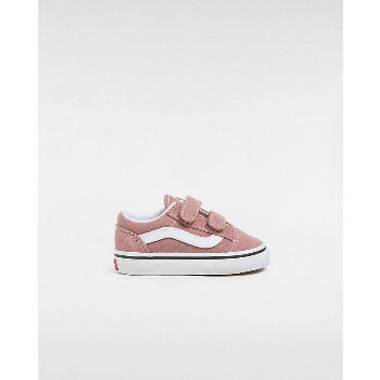 Vans TODDLER OLD SKOOL HOOK AND LOOP SHOES (1-4 YEARS) (COLOR THEORY WITHERED ROSE) PINK